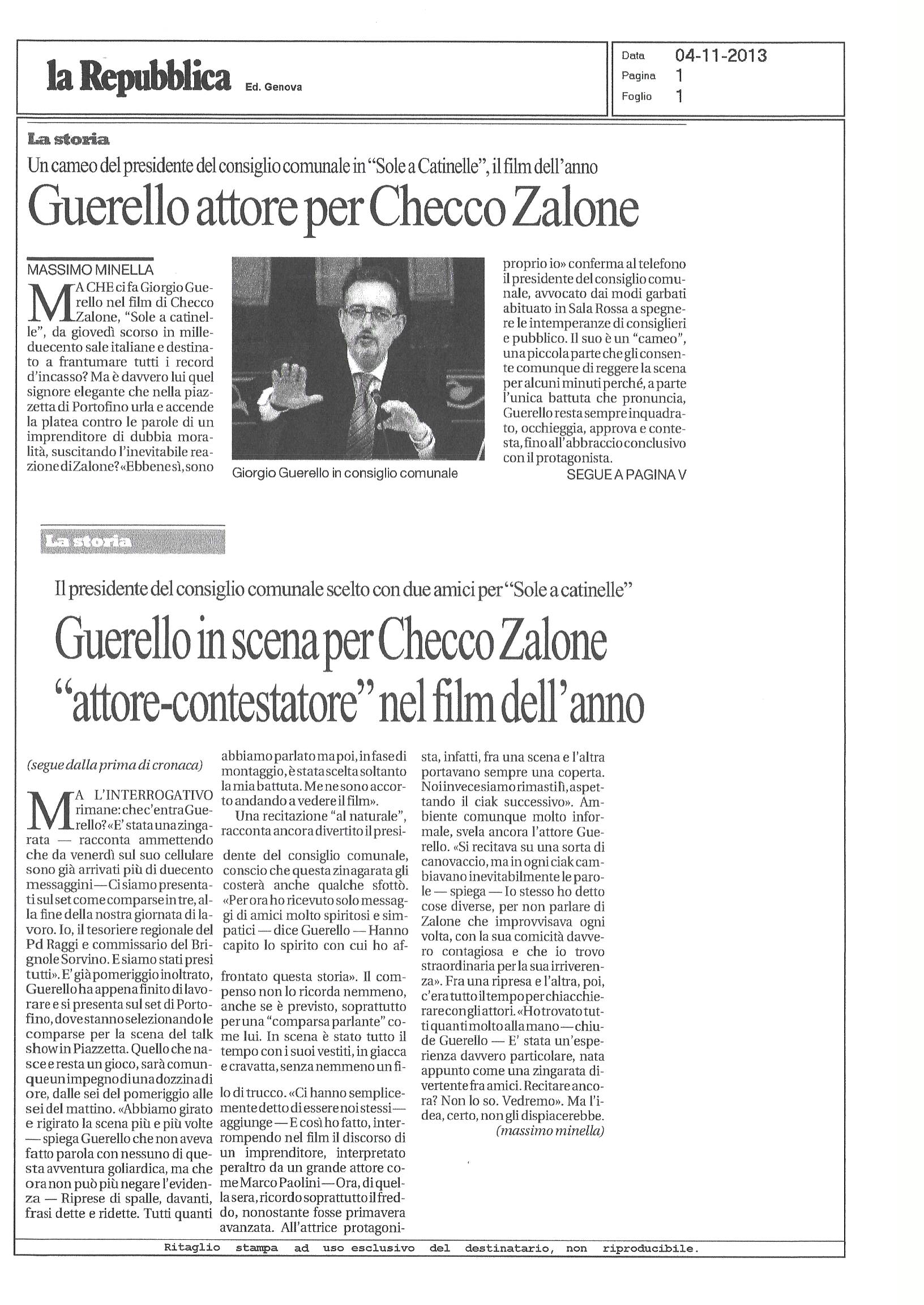 Guerello attore per Checco Zalone